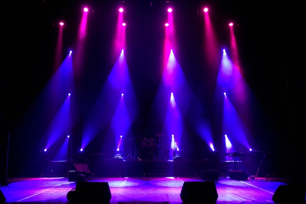 Premium Photo | Empty stage. multicolored lights, light show at the ...