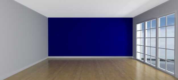 Free Photo | Empty with a blue wall room