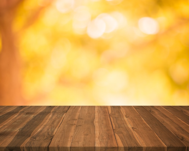 Premium Photo Empty Wood Table Top On Blurred Abstract Autumn