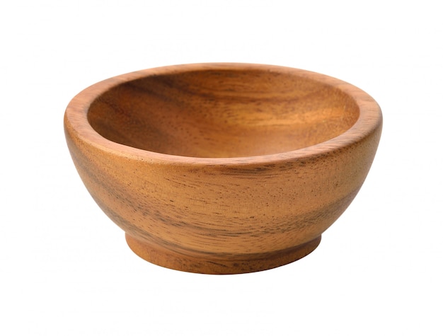 Premium Photo Empty Wooden Bowl Isolated On White