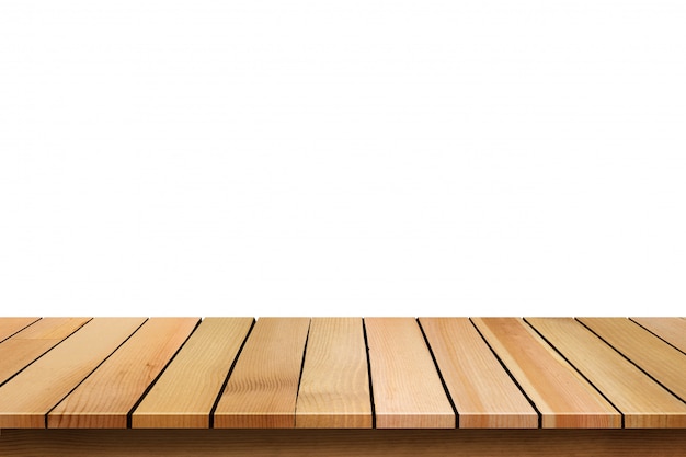 Premium Photo Empty Wooden Table Top Isolated On White Background