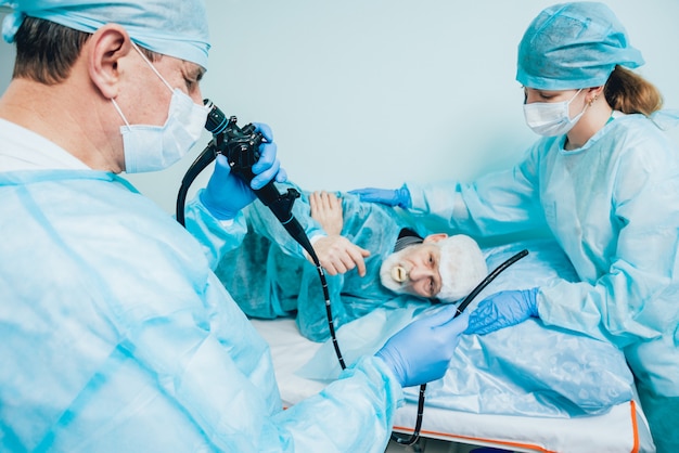 Premium Photo | Endoscopy at the hospital. doctor holding endoscope ...