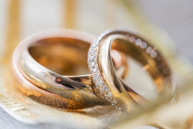 Premium Photo | Engagement rings on background close up