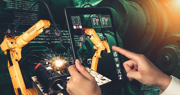 Premium Photo | Engineer controls robotic arms by augmented reality ...