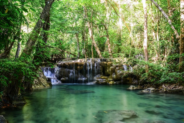 Premium Photo | Erawan waterfall in kanchanaburi province thailand