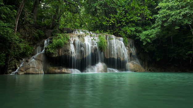 Erawan waterfall located khanchanaburi province, thailand | Premium Photo