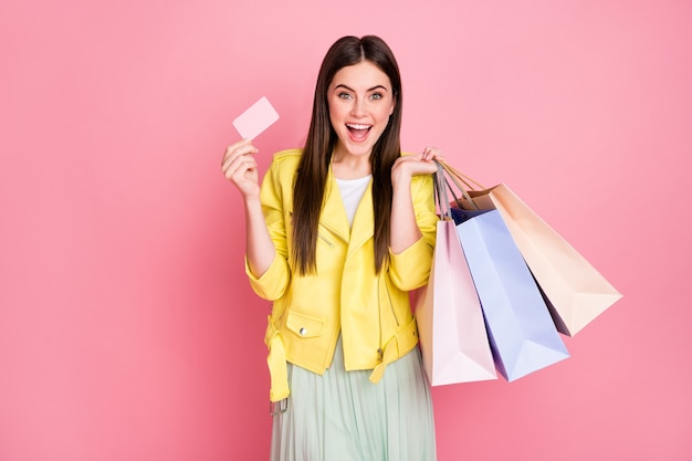 Premium Photo | Excited shopaholic lady with many shopping bags retail time