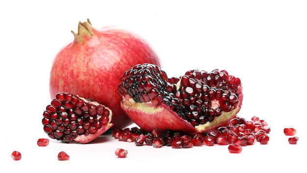 Exotic and delicious pomegranate on white background Free Photo