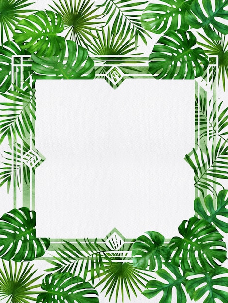 Premium Photo Exotic Tropical Plant Rainforest Bright Green Palm Monstera Leaves Border Frame 