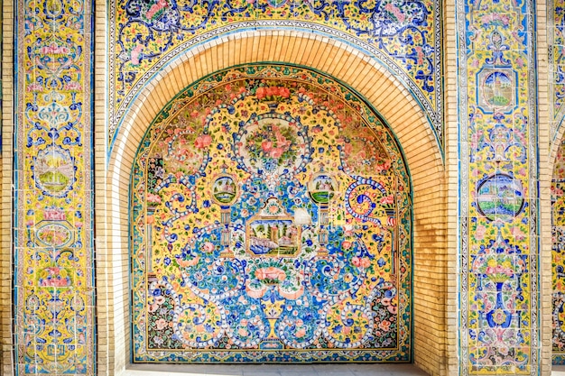 Exterior ceramic tilework art at the golestan palace. tehran, iran Premium Photo