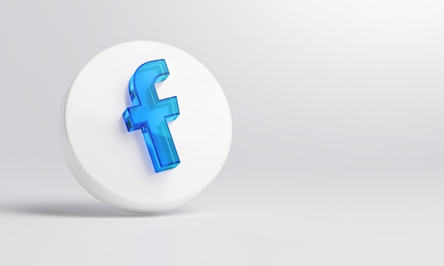 Premium Photo Facebook Acrylic Glass Icon On White Background 3d Rendering