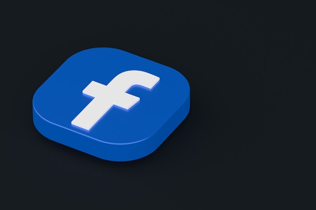 Premium Photo Facebook Application Logo 3d Rendering On Black Background