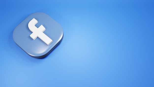 Facebookアイコン3dレンダリングクリーンでシンプルな青いソーシャルメディアのイラスト プレミアム写真