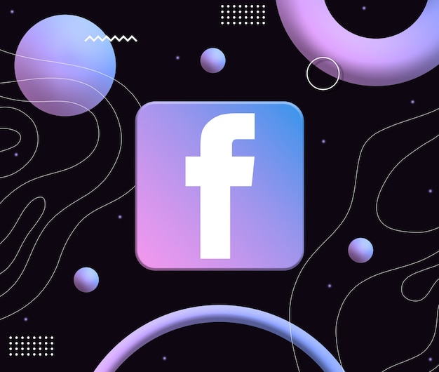 Premium Photo Facebook Logo Icon On The Background Of Aesthetic Neon Shapes 3d