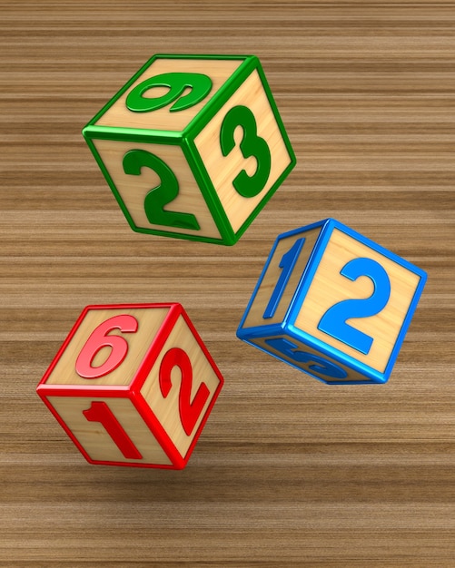 Premium Photo | Falling blocks with numbers. 3d rendering