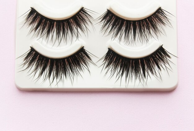 Premium Photo | False black lashes in a box