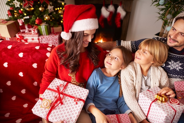 Free Photo | Family spending christmas together at home