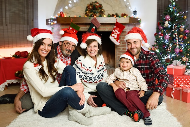 family together in living room