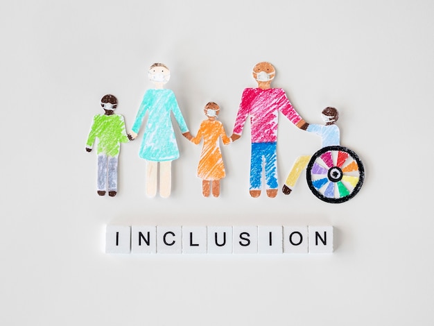 Free Photo Family With Disables Person In Cutout Paper Inclusion Concept