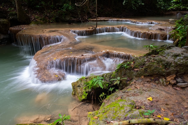 Famous place in thailand (arawan water fall) Premium Photo