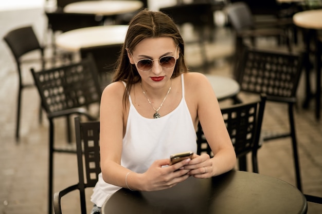 Free Photo | Fancy flirty sunglasses sunbathing girl outfit