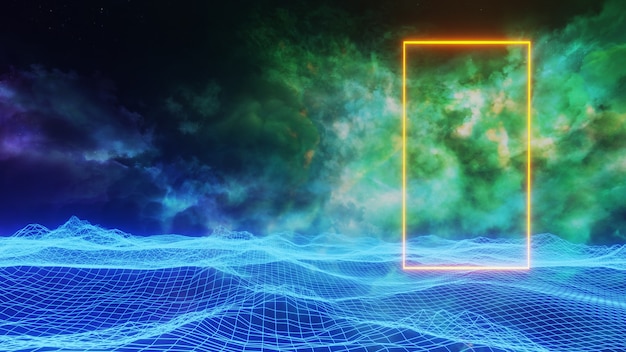 Fantasy universe space background ,volumetric lighting. 3d render Premium Photo