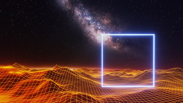 Fantasy universe space background ,volumetric lighting. 3d render Premium Photo