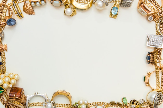 Premium Photo | Fashion jewelry frame on white