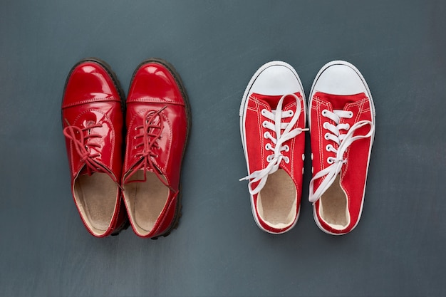 women's red leather sneakers