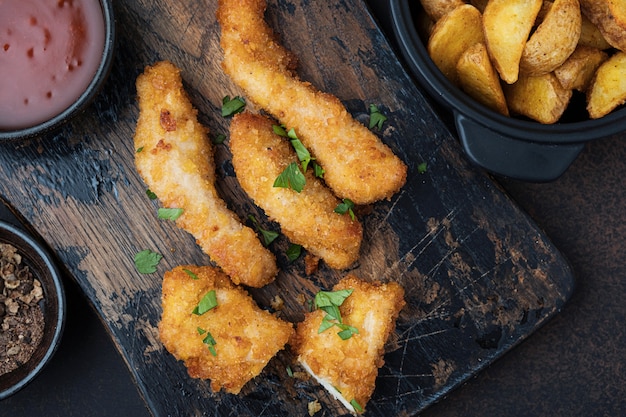 Premium Photo | Fast food fried crispy and spicy chicken legs with sauce