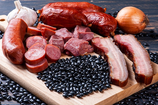 Premium Photo | Feijoada - Raw Ingredients For Preparation.