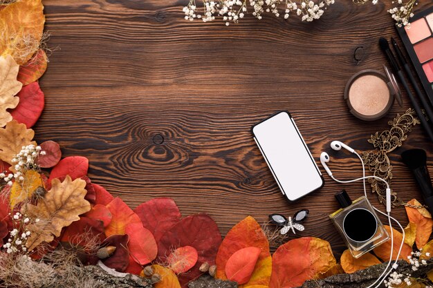 leaf wooden earphones