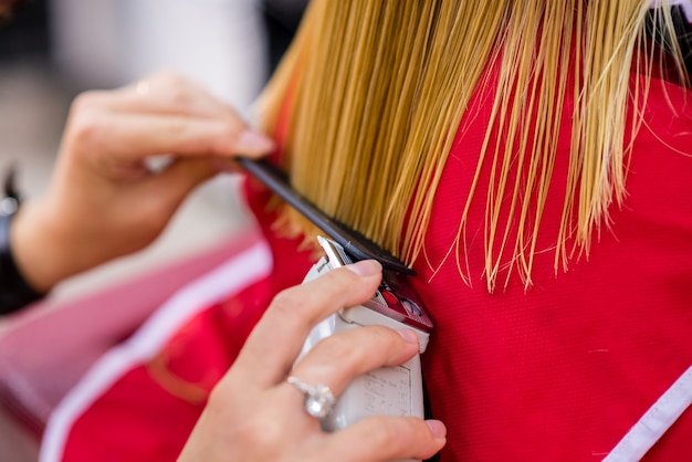 Premium Photo | Female hair hairstyle. services in the beauty salon.