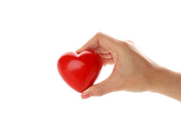 Premium Photo Female Hand Holding Heart Isolated On White