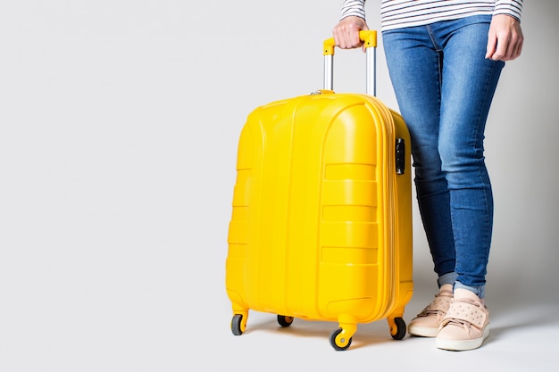 light yellow suitcase