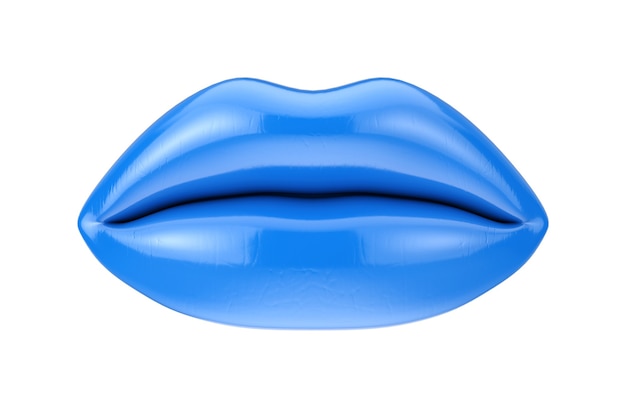 Premium Photo | Female lips with blue lipstick in kiss gesture on a ...