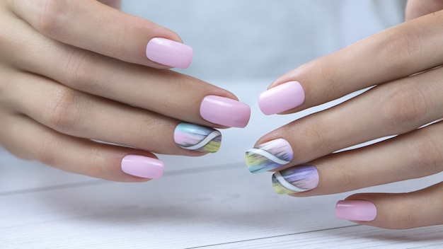 Premium Photo | Female manicure with nail art design