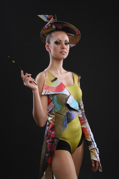 Free Photo Female Model In Futuristic Dress Up