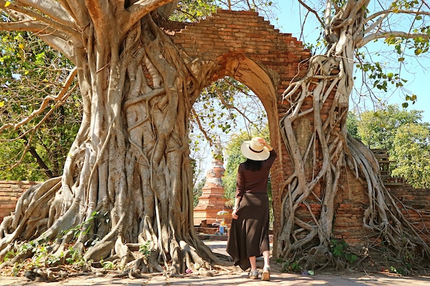 Premium Photo Female Visitor At The Incredible Gate Of Time Of Wat