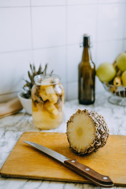 Premium Photo - FermenteD Pineapple Kombucha Drink Tepache Cooking Process HomemaDe Probiotic SuperfooD Pineapple 72482 2373