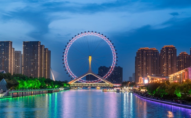 Premium Photo | Ferris wheel, in tianjin, china