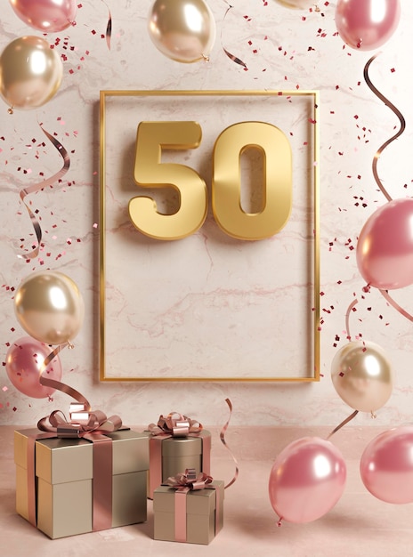 風船でお祝いの50歳の誕生日の品揃え 無料の写真