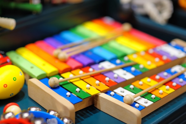 Premium Photo | Few bright xylophones, closeup photo