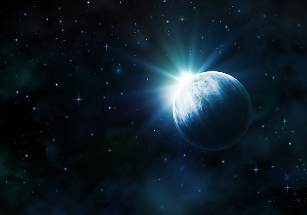 架空の惑星星雲と星と夜空の背景 無料の写真