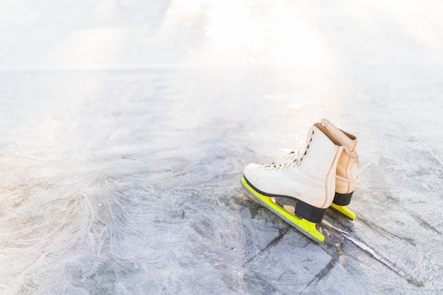 Figure skates onÂ cracked ice Free Photo