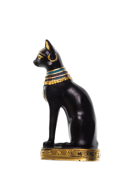 Premium Photo | Figurine of an ancient egyptian cat on a white background