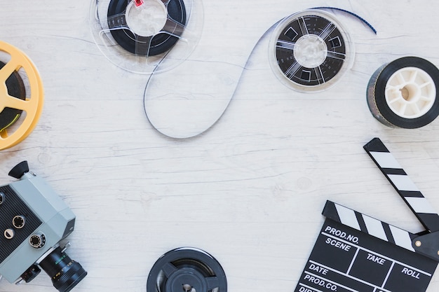 Premium Photo | Film stocks and clippers on table