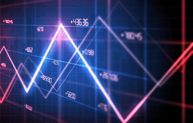 財務チャートとグラフの背景 画面上の折れ線グラフ イラスト プレミアム写真