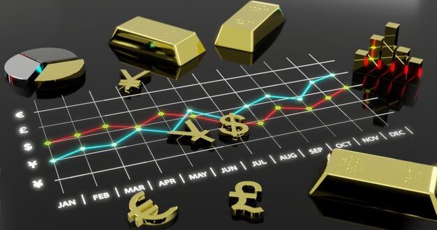 Financial currency market exchange., 3d illustration. Premium Photo