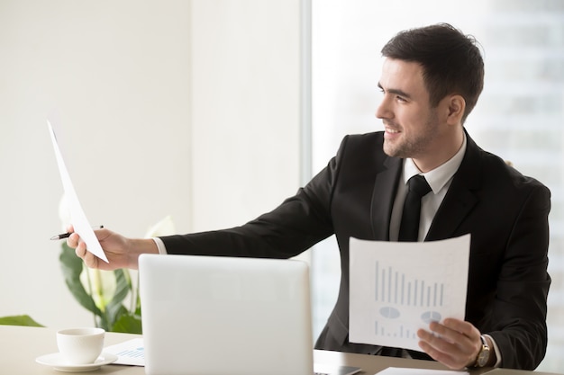 Financial director happy because of good stats  Photo  